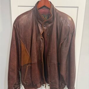 Men's Vintage Brown Leather Bomber Jacket